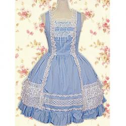 Amanda99 Blue Lace Front Ties Sleeveless Lolita Dress