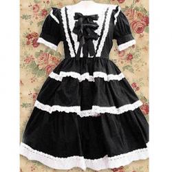 Amanda99 Lace Tie Short Sleeves Cotton Lolita Dress