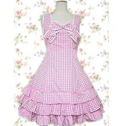 Amanda99 Pink Shepherd Check Sleeveless Ruffles Lolita Dredd