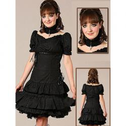 Amanda99 Black Ruffles Cotton Lolita Dress
