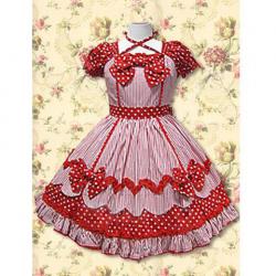 Amanda99 Red Short Sleeves Bow Cotton Lolita Dress