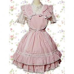 Amanda99 Pink Short Sleeves Bow Lace Cotton Lolita Dress