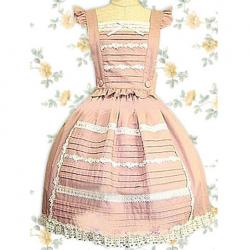 Amanda99 Pink Sleeveless Lace Applique Cotton Lolita Dress