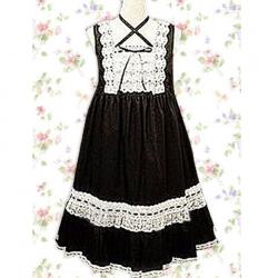 Amanda99 Black Lace Applique Sleeveless Lolita Dress