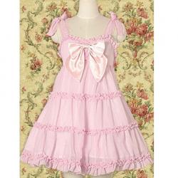 Amanda99 Pink Bow Brace Cotton Lolita Dress