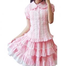 Amanda99 Pink Lace Lolita Blouse And Skirt