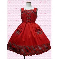 Amanda99 Red Shepherd Check Sleeveless Lolita Dress