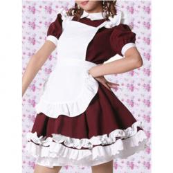 Amanda99 Dark Red And White Short Sleeves Lolita Dress