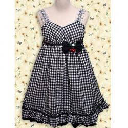 Amanda99 Black White Gingham Check Lolita Dress