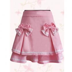 Amanda99 Pink Double-Layer Bow Cotton Lolita Skirt