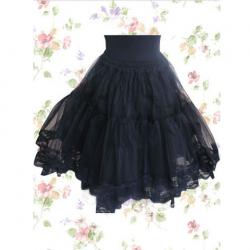 Amanda99 Black Pleated Organza Cotton Lolita Skirt