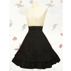 Amanda99 Black Pleated Cotton Lolita Skirt