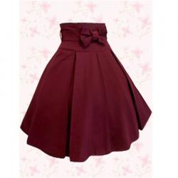 Amanda99 Simple Dark Red Bow Cotton Lolita Skirt