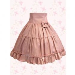 Amanda99 Pink Pleated Cotton Bow Lolita Skirt