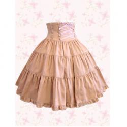 Amanda99 Pink Pleated Cotton Bow Lolita Skirt