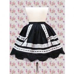Amanda99 Black Scalloped Hem White Lace Lolita Skirt