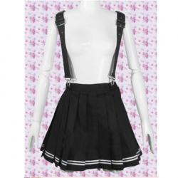 Amanda99 Black Lolita Skirt With White Stripes Decoration