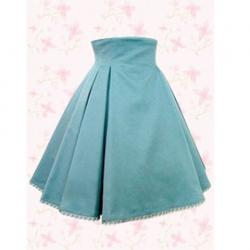 Amanda99 Simple Light Blue Pleated Cotton Lolita Skirt