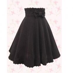 Amanda99 Black Pleated Bow Lolita Skirt