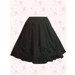 Amanda99 Simple Black Bow Cotton Lolita Skirt