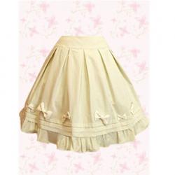 Amanda99 Simple Beige Bow Cotton Lolita Skirt
