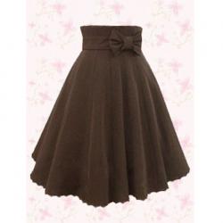 Amanda99 Brown Pleated Bow Lolita Skirt