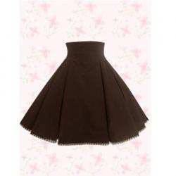 Amanda99 Simple Brown Pleated Cotton Lolita Skirt