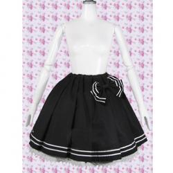 Amanda99 Black Lolita Skirt With White Stripes And Bow