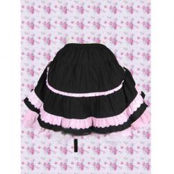 Amanda99 Black Lolita Skirt With Pink Ruffles