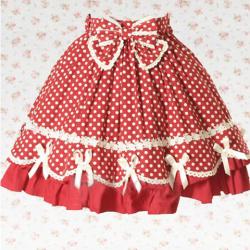 Amanda99 Red White Spot Bow Lolita Skirt
