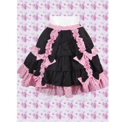 Amanda99 Black Lolita Skirt With Pink White Dot Ruffle