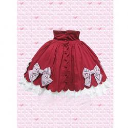 Amanda99 Red Bow Buttons Cotton Lolita Skirt