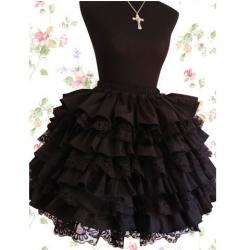 Amanda99 Black Ruffled Multi-layer Cotton Lolita Skirt