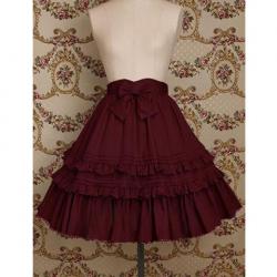 Amanda99 Cotton Deep Red Polka Lace Ruffled Bottom Lolita Skirt