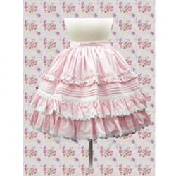 Amanda99 Pink Lace Pintucks Lolita Skirt
