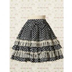 Amanda99 Black And White Polka Dot Lace Bow Lolita Skirt