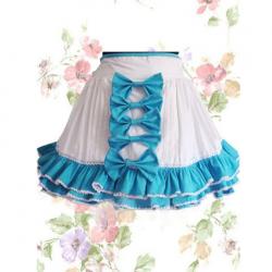 Amanda99 Blue And White Bow Ruffles Cotton Lolita Skirt