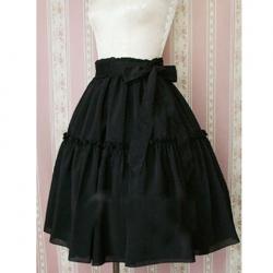 Amanda99 Black Trimmed Hem Lolita Skirt