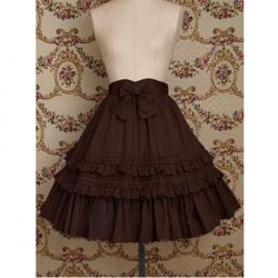 Amanda99 Cotton Coffee Polka Lace Ruffled Bottom Lolita Skirt