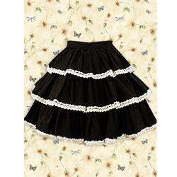 Amanda99 Cotton Black Lace Lolita Layered Skirt