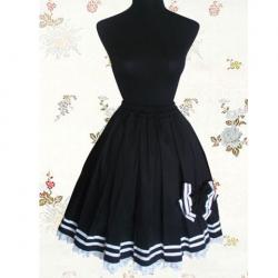Amanda99 Cotton Black Lolita Skirt With Bow Decoration