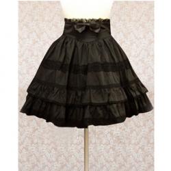 Amanda99 Cotton Black Polka Lace Lolita Skirt