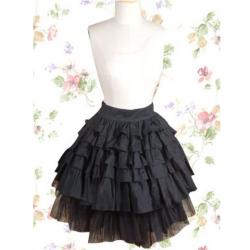 Amanda99 Black Ruffles Lace Cotton Lolita Skirt