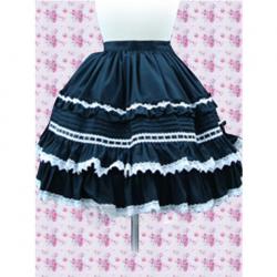 Amanda99 Cotton Black Lace Ruffles Lolita Skirt