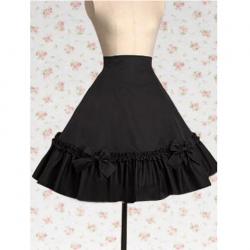Amanda99 Cotton Black Ruffles Bow Lolita Skirt