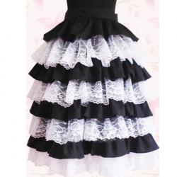 Amanda99 Black Multi Ruffles Lace Cotton Lolita Skirt