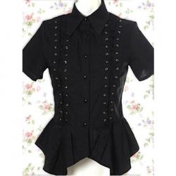 Amanda99 Black Short Sleeves Botton Cotton Lolita Blouse