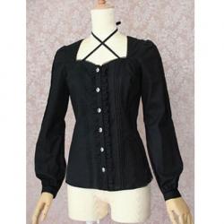 Amanda99 Black Lace Long Sleeves Lolita Cotton Blouse