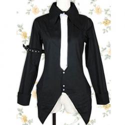 Amanda99 Black Long Sleeves Lolita Blouse With White Tie