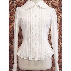 Amanda99 White Ruffles Long Sleeves Cotton Lolita Blouse